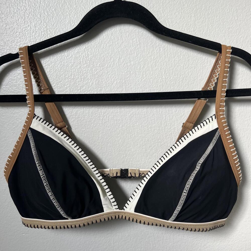 Banana Moon Triangle Bikini Top Black Brown and White Adjustable Straps Clasp
